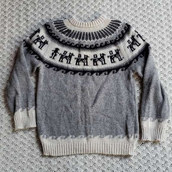 Vtg Llama Alpaca Pattern Pullover 